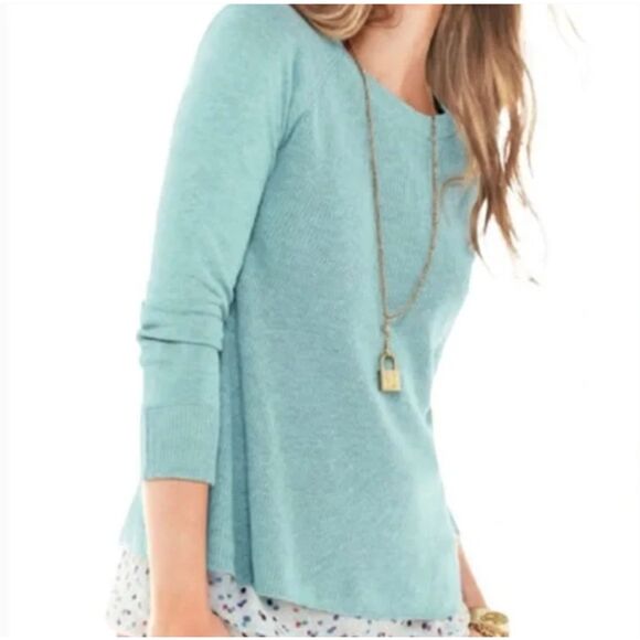 Cabi #5133 Blue Sky Swing Sweater Ribbed Knit Turquoise Feminine Size Small - Picture 1 of 6